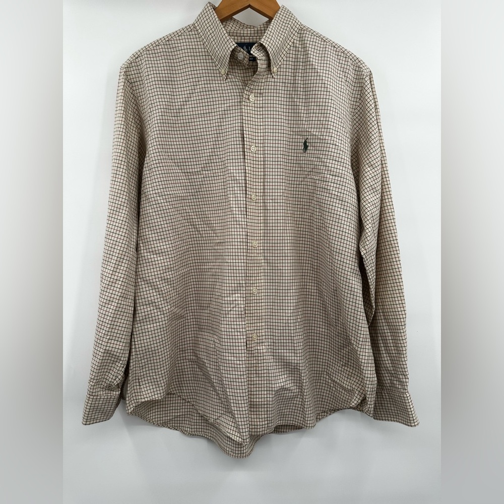 Ralph Lauren Shirt Mens Multicolor Plaid Button Down Long Sleeve L Green Pony‎